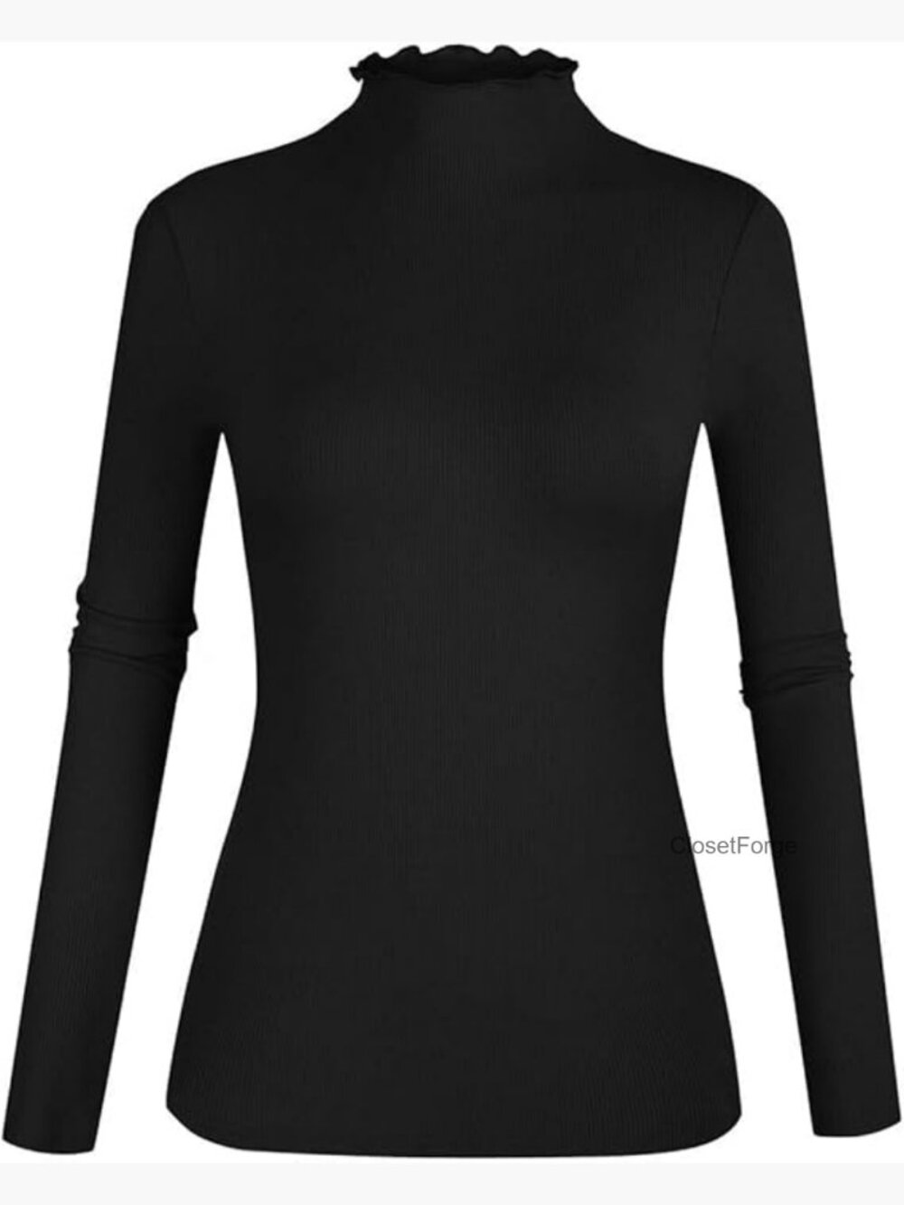 Women's Mock Neck Long Sleeve Slim Fit Ribbed Knit Tee